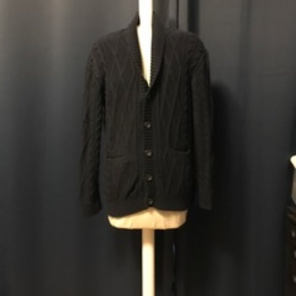 Blue Mens Cabled Pocket Button Front Cardigan - Picture 1 of 2